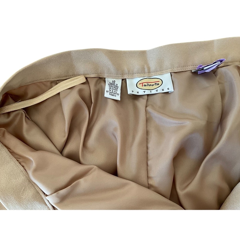 Talbots Petites Beige Pleated Trousers High Rise Straight Leg Pants Size 10P